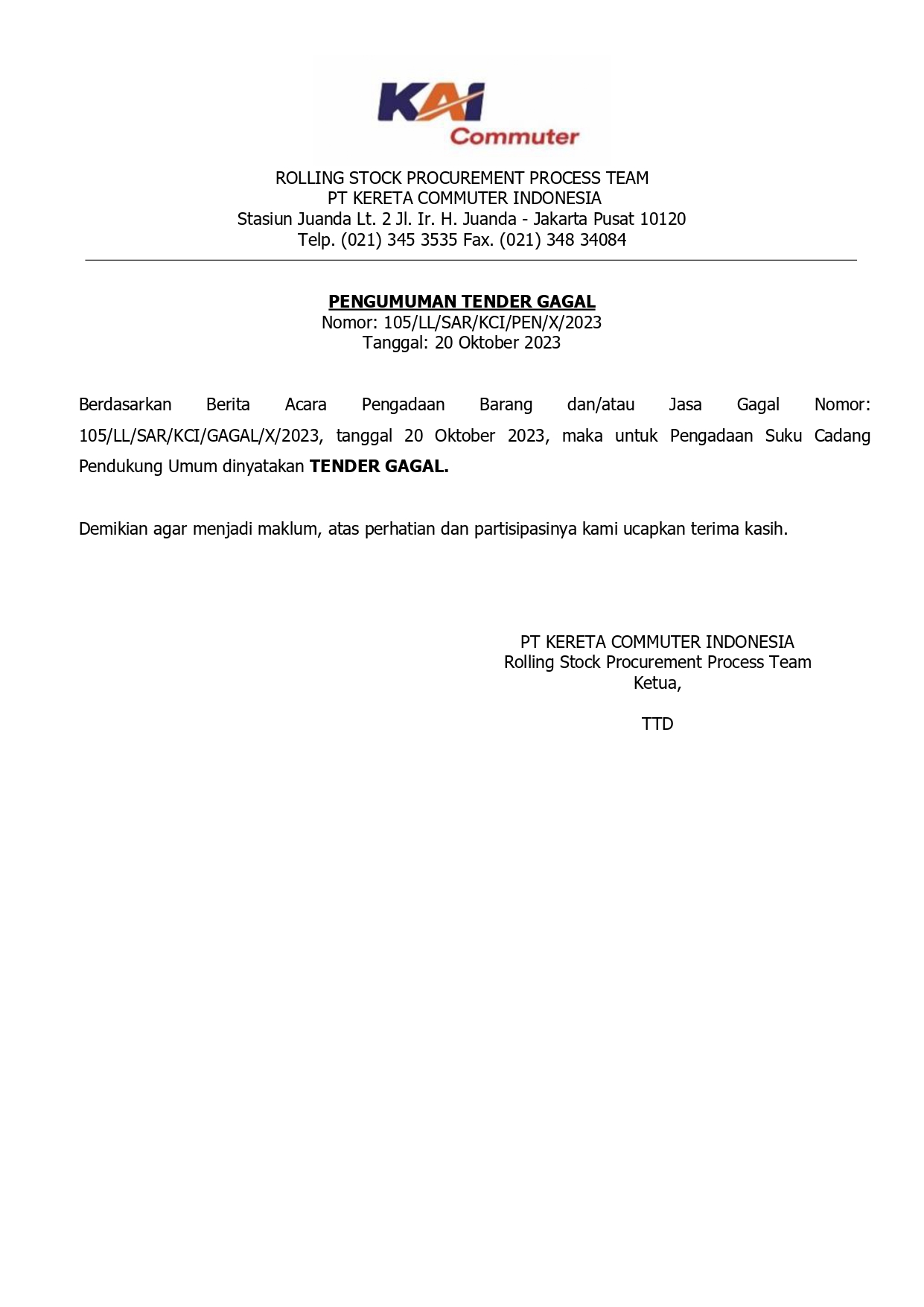 105 pen gagal lelang page 0001